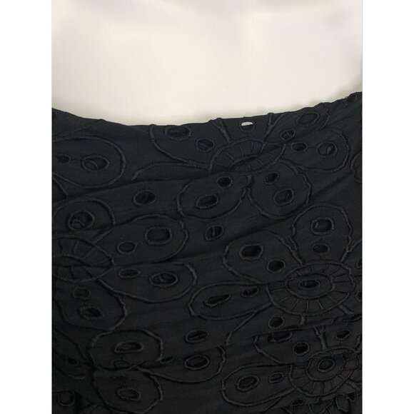 Y2K MOSCHINO CHEAP And CHIC. Black Babydoll Empire Waist. Draped Floral Eyelet M - Picture 7 of 10